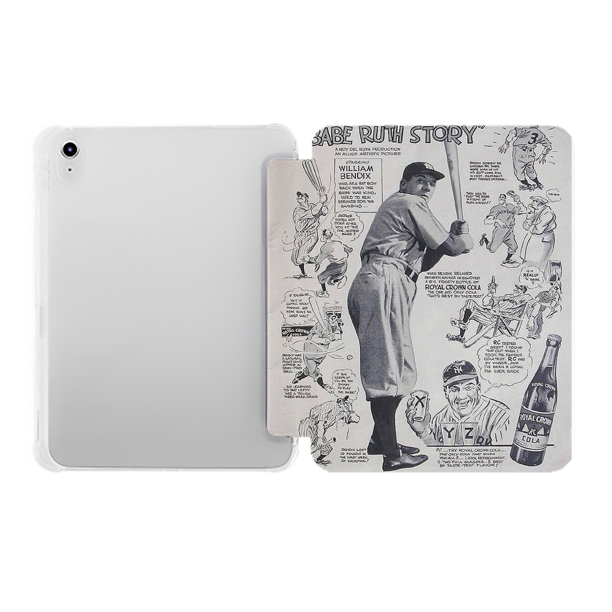 Babe Ruth 36 Premium Tri-Fold PU Leather & Silicone IPad Case With Pencil Slot – Fits 9.5,10.5,10.9 – Adjustable Stand, Slim, Protective